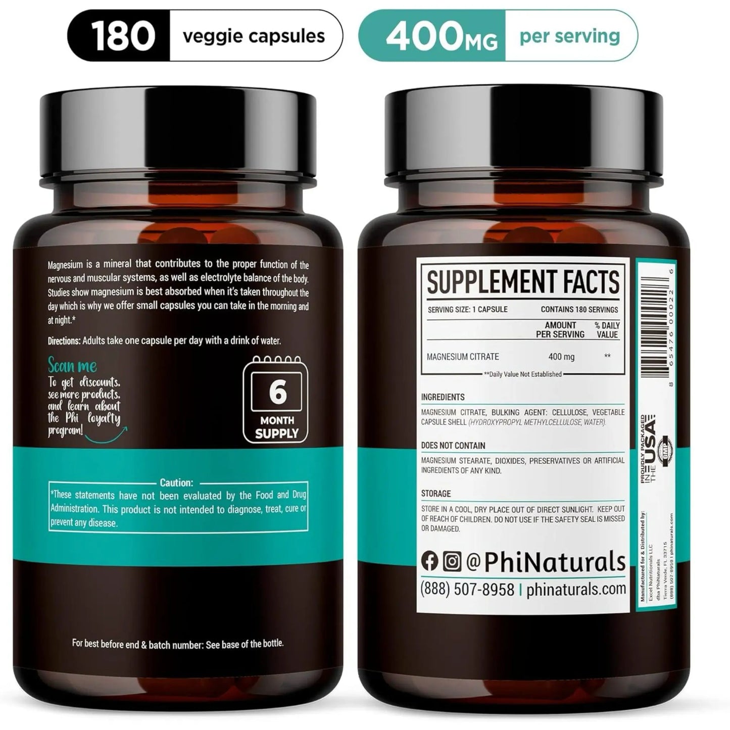 Suplemento Citrato de Magnesio 400 mg