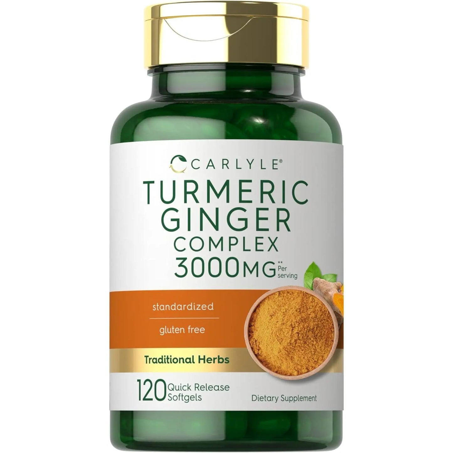 Suplemento Cúrcuma + jengibre + pimienta negra Carlyle 3000 mg