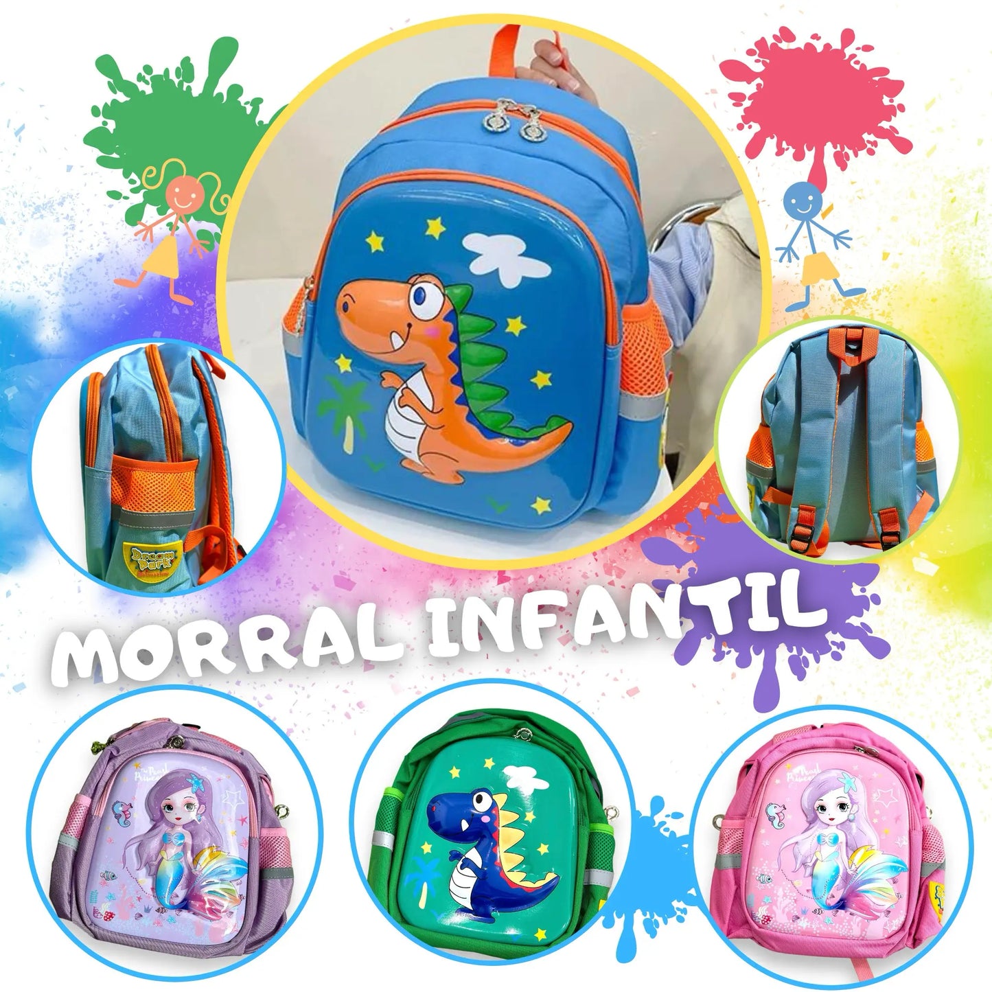 Morrales infantiles Dinosaurio y sirenas